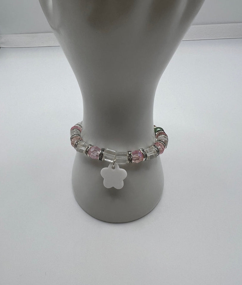 The Faux Glass (Acrylic) & The Pearls W/ A Bit Of Glimmer Stretch Bracelet Kel’s Lampworked Glass Jewellery & More