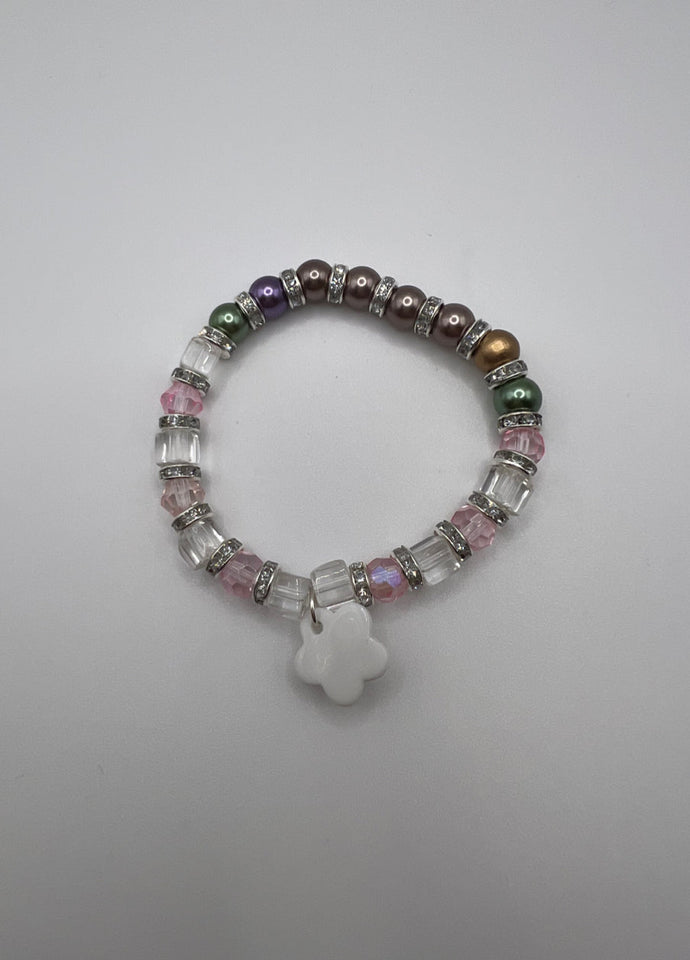 The Faux Glass (Acrylic) & The Pearls W/ A Bit Of Glimmer Stretch Bracelet Kel’s Lampworked Glass Jewellery & More