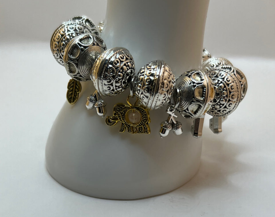 The Silver & Gold Elephant Stretch Bracelet Kel’s Lampworked Glass Jewellery & More