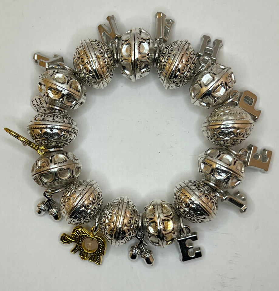The Silver & Gold Elephant Stretch Bracelet Kel’s Lampworked Glass Jewellery & More