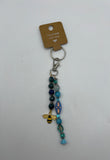 The Blue Flower And Bee Keychain/Ring/Handbag Charm/Purse Dangle Kel’s Lampworked Glass Jewellery & More