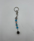 Pink And Blue Sky Keychain/Ring/Handbag Charm/Purse Dangle Kel’s Lampworked Glass Jewellery & More