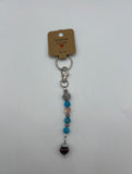 Pink And Blue Sky Keychain/Ring/Handbag Charm/Purse Dangle Kel’s Lampworked Glass Jewellery & More