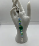 Green On A Lake Of Blue California Keychain/Ring/Handbag Charm/Purse Dangle Kel’s Lampworked Glass Jewellery & More
