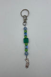 Green On A Lake Of Blue California Keychain/Ring/Handbag Charm/Purse Dangle Kel’s Lampworked Glass Jewellery & More