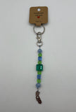 Green On A Lake Of Blue California Keychain/Ring/Handbag Charm/Purse Dangle Kel’s Lampworked Glass Jewellery & More