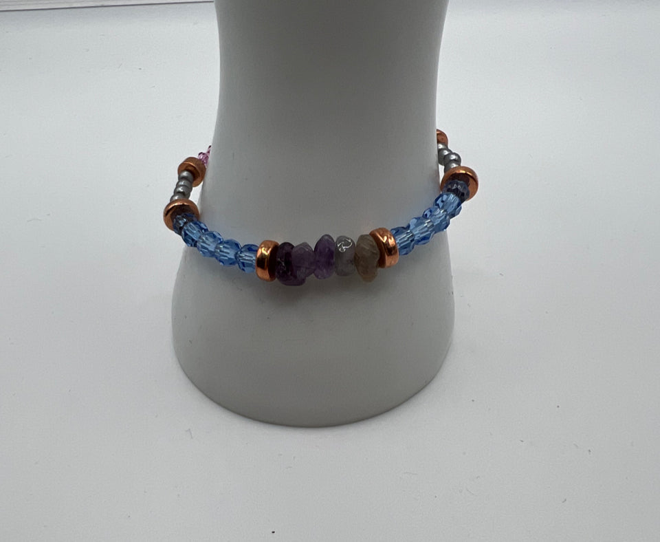Colour Run One Wrap Memory Wire Bracelet Kel’s Lampworked Glass Jewellery & More