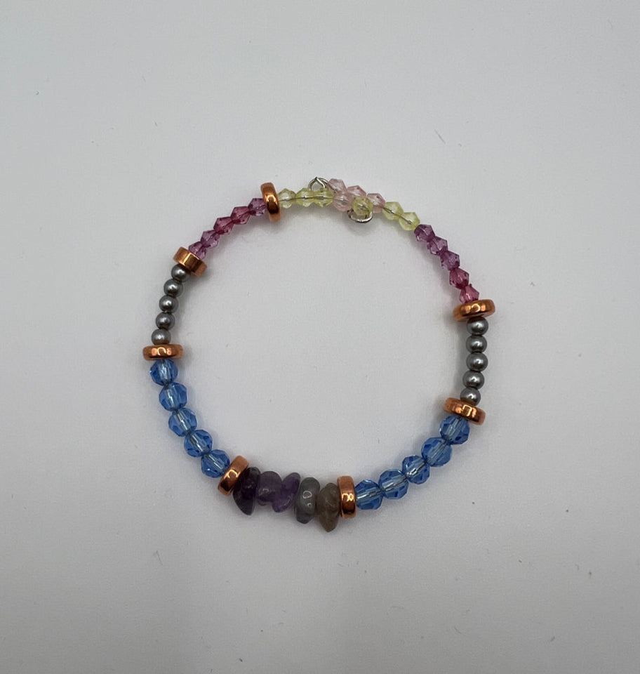 Colour Run One Wrap Memory Wire Bracelet Kel’s Lampworked Glass Jewellery & More