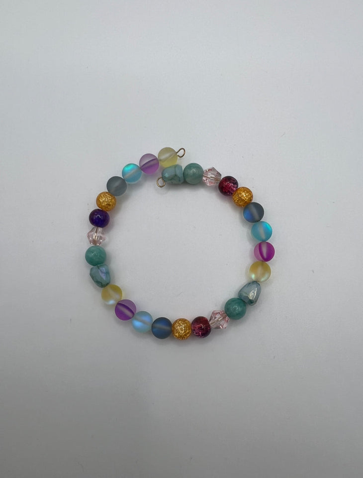 Colour Drops One Wrap Memory Wire Bracelet Kel’s Lampworked Glass Jewellery & More