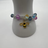 Colourful Frost Two Wrap Memory Wire Bracelet Kel’s Lampworked Glass Jewellery & More