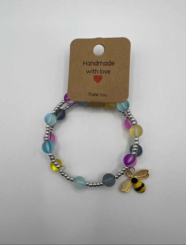 Colourful Frost Two Wrap Memory Wire Bracelet Kel’s Lampworked Glass Jewellery & More