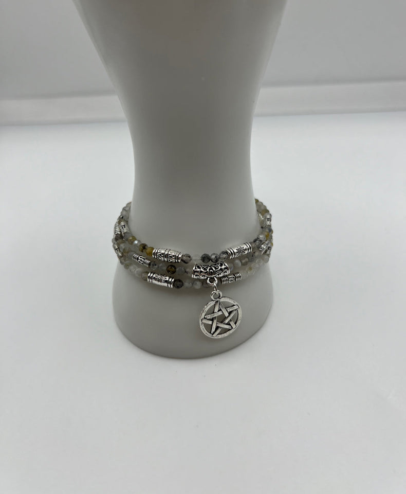 Under The Moon And Stars Two Wrap Memory Wire Bracelet Kel’s Lampworked Glass Jewellery & More