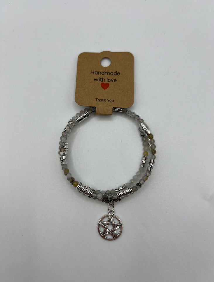 Under The Moon And Stars Two Wrap Memory Wire Bracelet Kel’s Lampworked Glass Jewellery & More