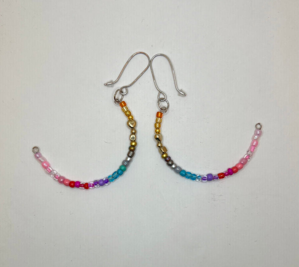 Half Moon Memory Wire Earrings Kel’s Lampworked Glass Jewellery & More