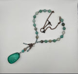 Green Amazonite Y Necklace Kel’s Lampworked Glass Jewellery & More