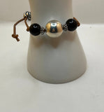 Three Bead Faux Leather Side Slide Adjustable Bracelet Kel’s Lampworked Glass Jewellery & More