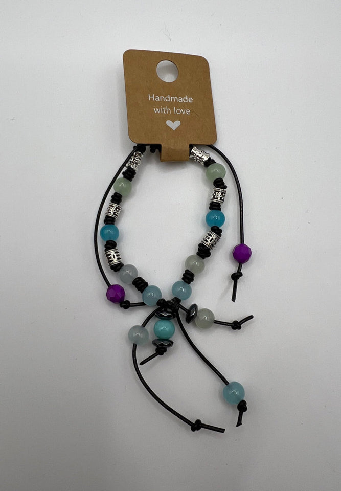 Glass And Metal Faux Leather Tentacles Adjustable Bracelet Kel’s Lampworked Glass Jewellery & More