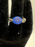 Dark Blue Silver-plated Double Band Three Lead Clover Ring Kel’s Lampworked Glass Jewellery & More