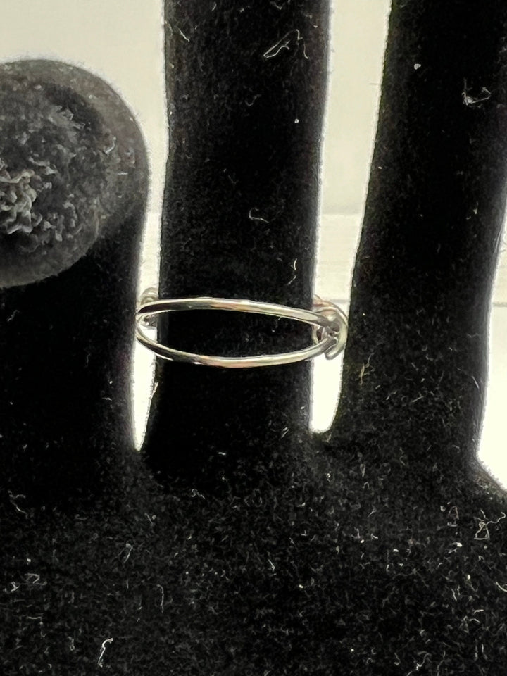 Dark Blue Silver-plated Double Band Three Lead Clover Ring Kel’s Lampworked Glass Jewellery & More