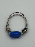 Dark Blue Silver-plated Double Band Three Lead Clover Ring Kel’s Lampworked Glass Jewellery & More