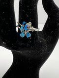 Silver-plated Double Band Blue Crystal flower Ring Kel’s Lampworked Glass Jewellery & More