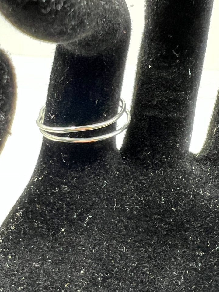 Silver-plated Double Band Blue Crystal flower Ring Kel’s Lampworked Glass Jewellery & More