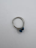 Silver-plated Double Band Blue Crystal flower Ring Kel’s Lampworked Glass Jewellery & More