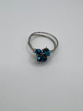Silver-plated Double Band Blue Crystal flower Ring Kel’s Lampworked Glass Jewellery & More