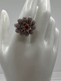 Silver-Plated Double Band Purple & Red Star Ring Kel’s Lampworked Glass Jewellery & More