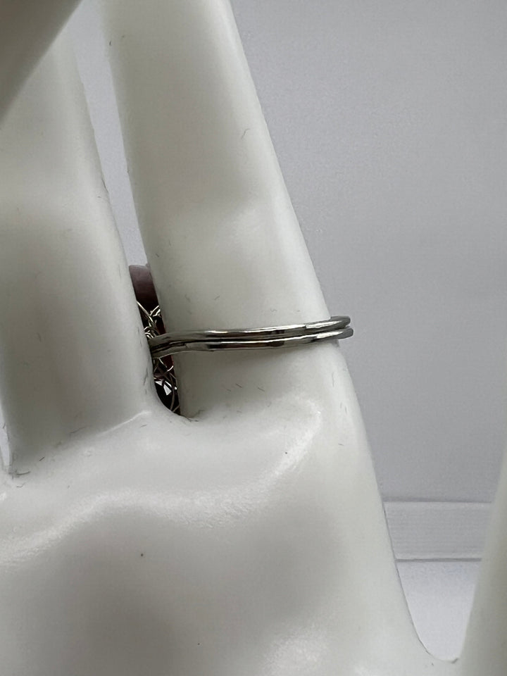 Silver-Plated Double Band Purple & Red Star Ring Kel’s Lampworked Glass Jewellery & More