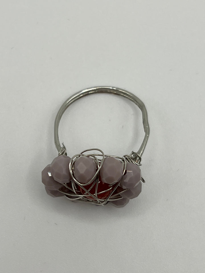 Silver-Plated Double Band Purple & Red Star Ring Kel’s Lampworked Glass Jewellery & More