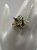 Silver-Plated Double Band Cluster Ring Kel’s Lampworked Glass Jewellery & More