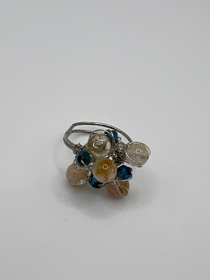 Silver-Plated Double Band Cluster Ring Kel’s Lampworked Glass Jewellery & More