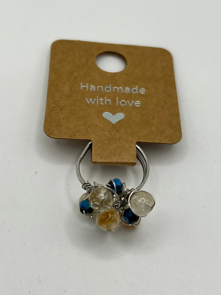 Silver-Plated Double Band Cluster Ring Kel’s Lampworked Glass Jewellery & More