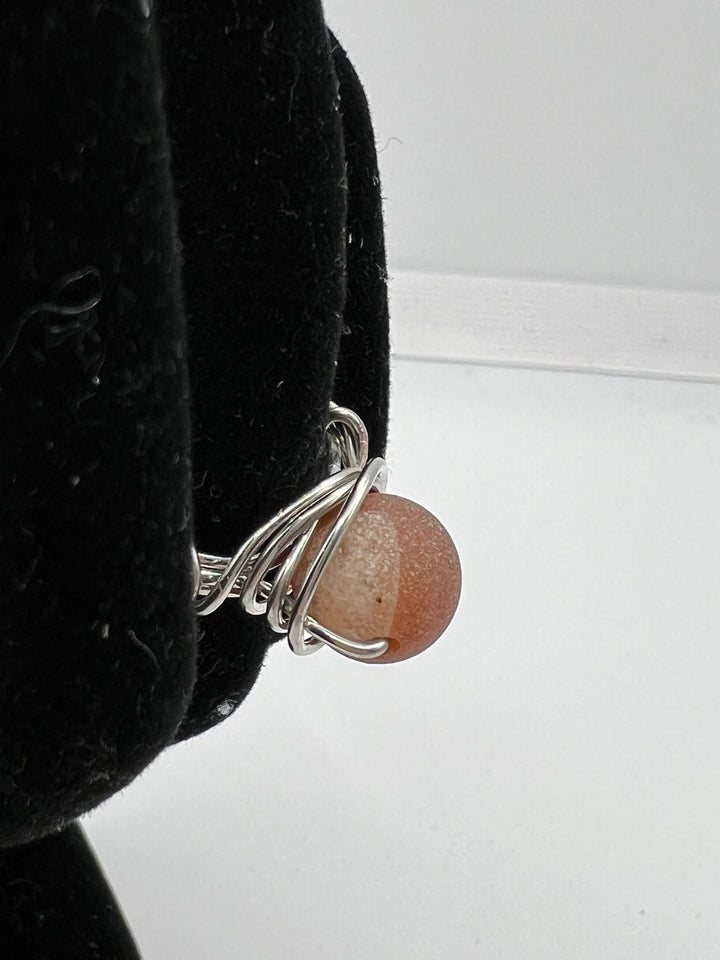 Silver-Plated Quad Band Nested Matte Carnelian Ring Kel’s Lampworked Glass Jewellery & More