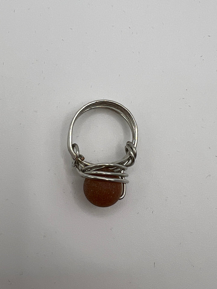 Silver-Plated Quad Band Nested Matte Carnelian Ring Kel’s Lampworked Glass Jewellery & More