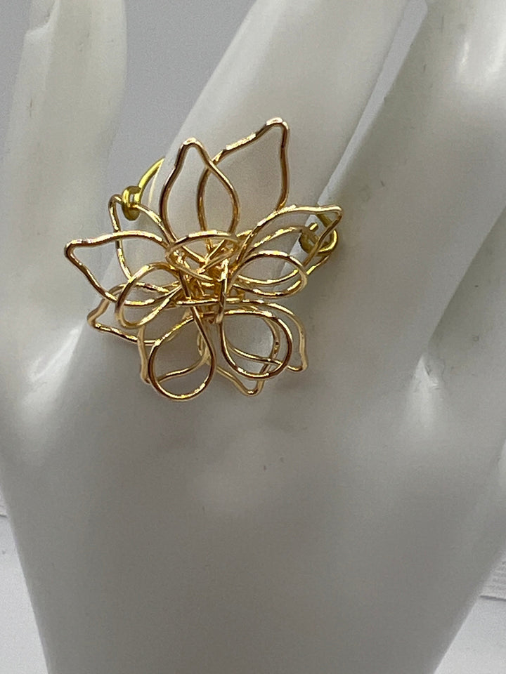 Gold-Plated Single Band Flower Ring Kel’s Lampworked Glass Jewellery & More