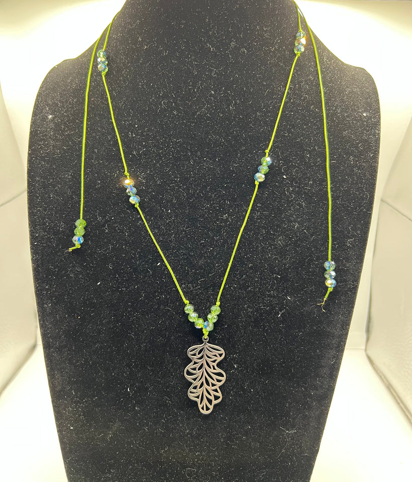 Luscious Green Filigree Leaf Necklace Kel’s Lampworked Glass Jewellery & More