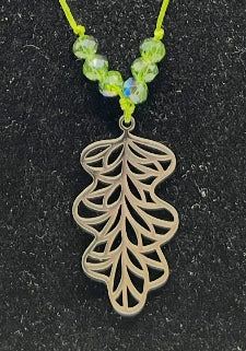 Luscious Green Filigree Leaf Necklace Kel’s Lampworked Glass Jewellery & More