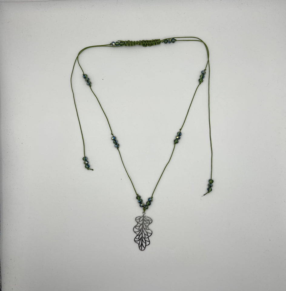 Luscious Green Filigree Leaf Necklace Kel’s Lampworked Glass Jewellery & More