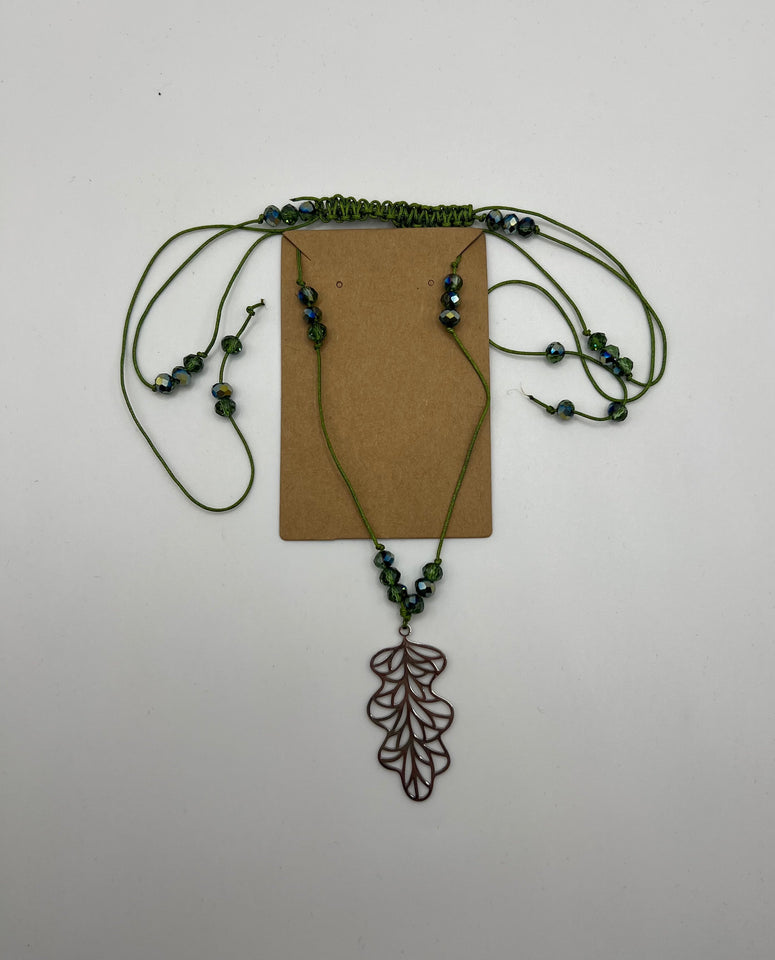 Luscious Green Filigree Leaf Necklace Kel’s Lampworked Glass Jewellery & More