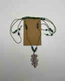 Luscious Green Filigree Leaf Necklace Kel’s Lampworked Glass Jewellery & More