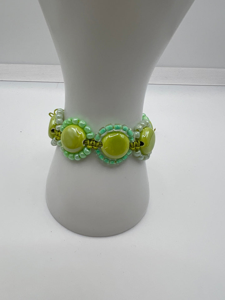 The Grass Is Greener Macrame Bracelet Kel's Lampworked Glass Jewellery & More