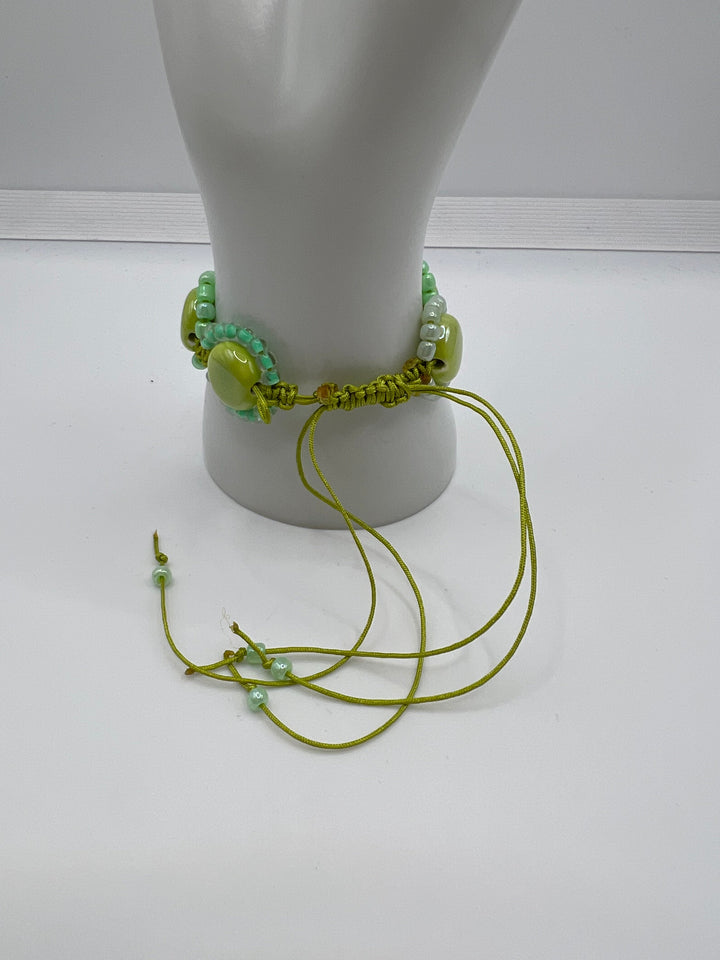The Grass Is Greener Macrame Bracelet Kel's Lampworked Glass Jewellery & More