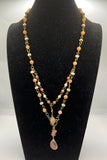 Strawberry & Peaches Double Strand Convertible Necklace/ Kel’s Lampworked Glass Jewellery & More
