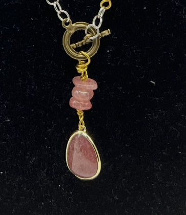 Strawberry & Peaches Double Strand Convertible Necklace/ Kel’s Lampworked Glass Jewellery & More