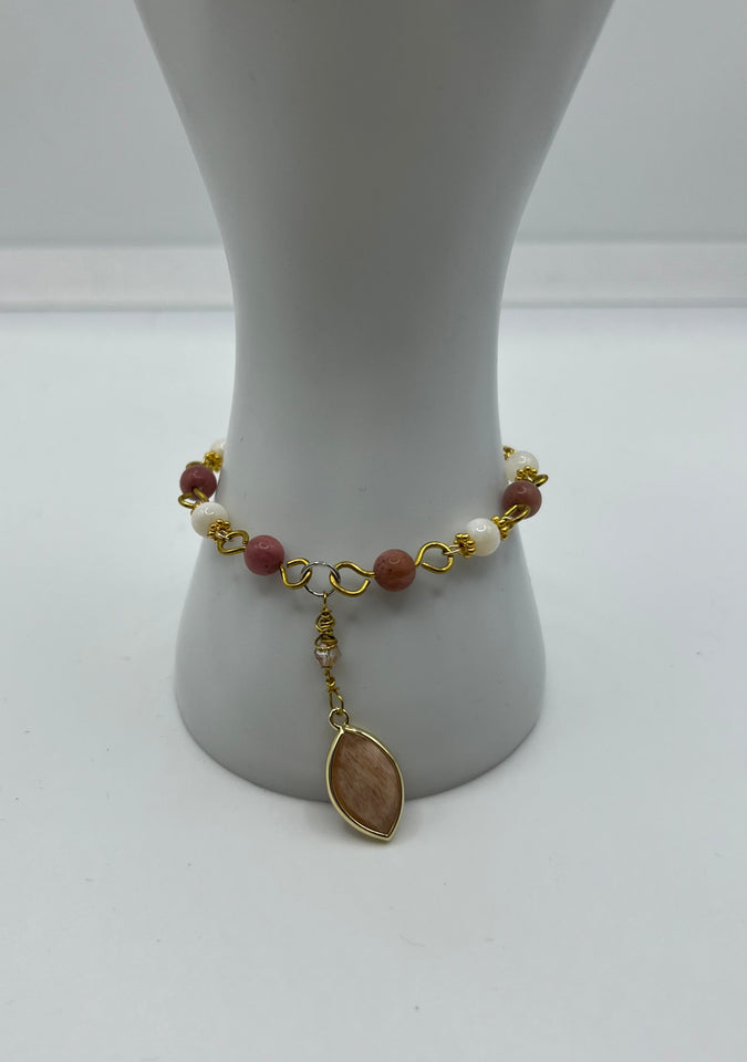 Strawberry & Peaches Double Strand Convertible Necklace/ Kel’s Lampworked Glass Jewellery & More
