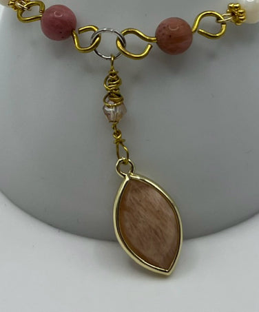 Strawberry & Peaches Double Strand Convertible Necklace/ Kel’s Lampworked Glass Jewellery & More