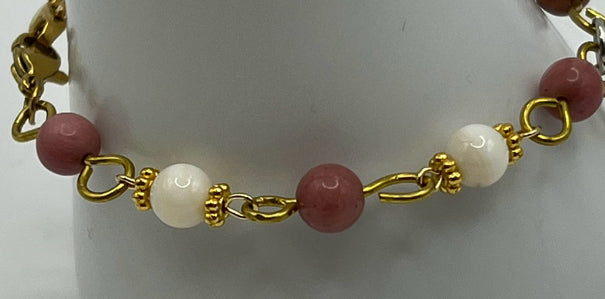 Strawberry & Peaches Double Strand Convertible Necklace/ Kel’s Lampworked Glass Jewellery & More