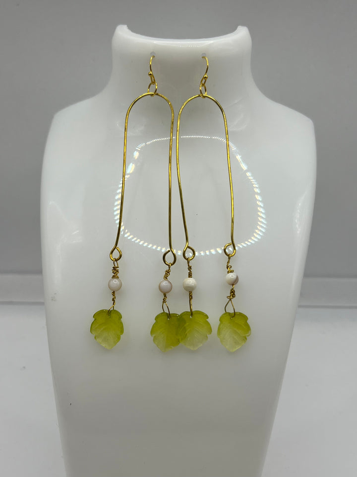 “U” Leaf Earrings Kel's Lampworked Glass Jewellery & More
